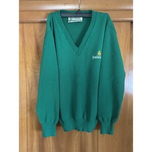Traditional Craft Men's Ireland v-neck Knitted Green Sweater. Large 38-40"